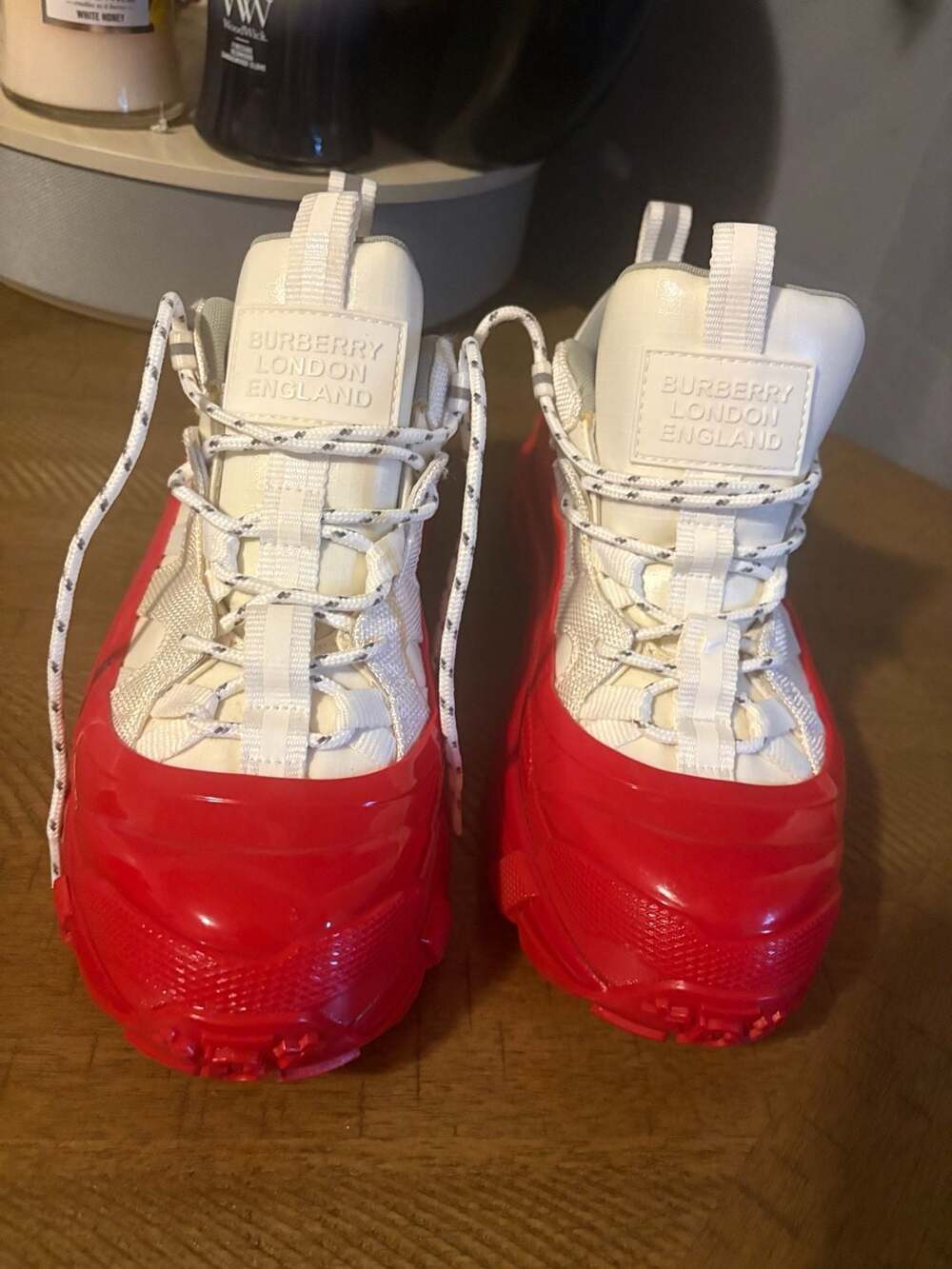 Burberry Arthur Low Top Red and White Sneakers Size 38